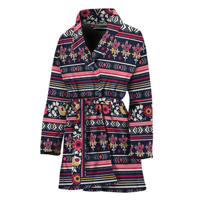 Floral Ethnic Pattern Print Women's Bathrobe