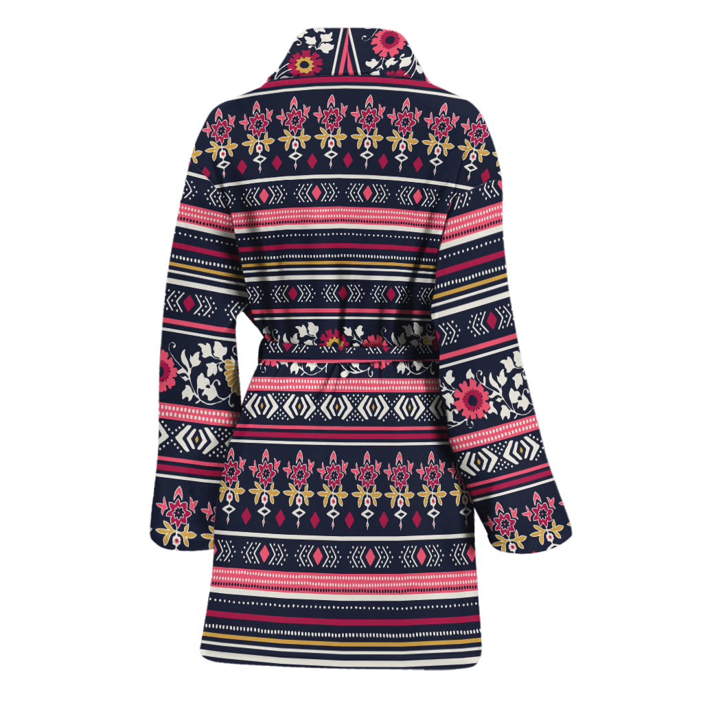 Floral Ethnic Pattern Print Women's Bathrobe