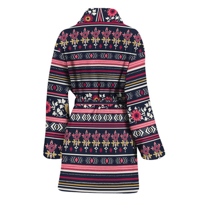 Floral Ethnic Pattern Print Women's Bathrobe