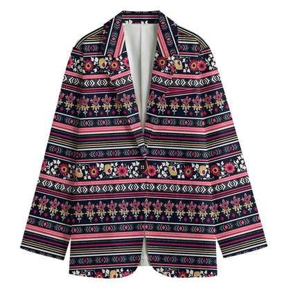 Floral Ethnic Pattern Print Women's Cotton Blazer