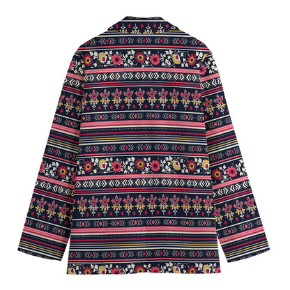 Floral Ethnic Pattern Print Women's Cotton Blazer
