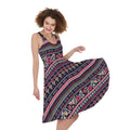 Floral Ethnic Pattern Print Sleeveless Knee Length Dress