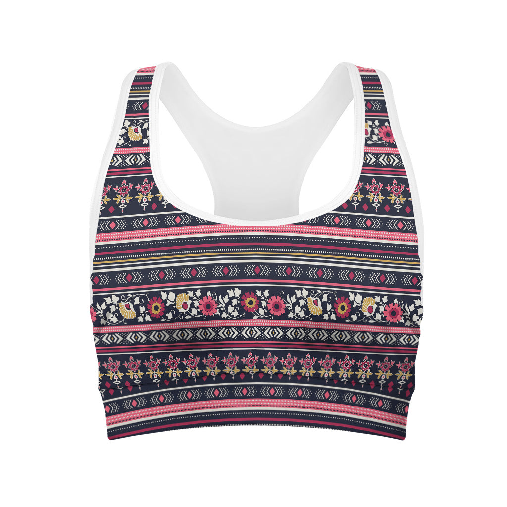 Floral Ethnic Pattern Print Women's Sports Bra