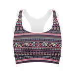 Floral Ethnic Pattern Print Women's Sports Bra