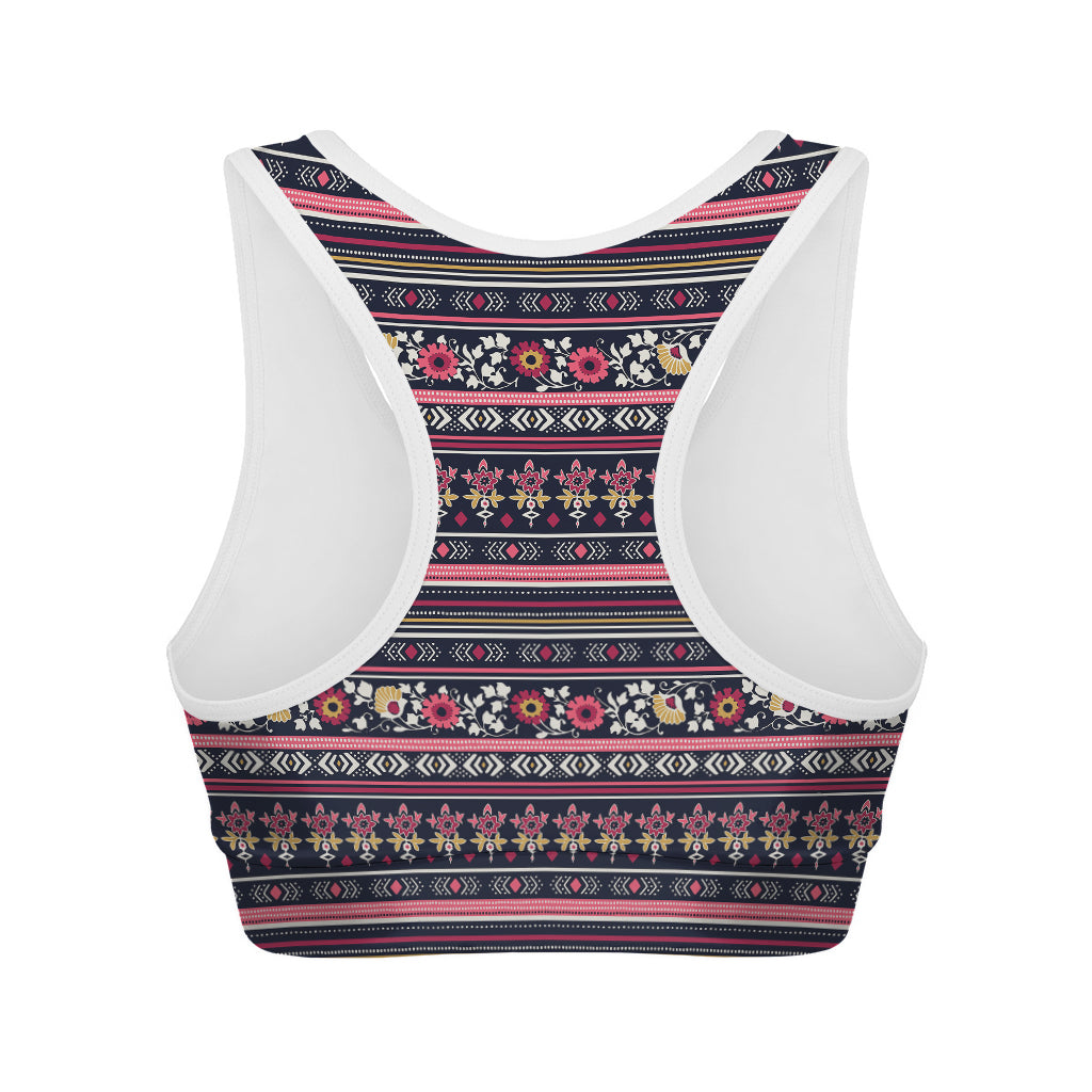Floral Ethnic Pattern Print Women's Sports Bra