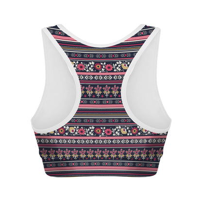 Floral Ethnic Pattern Print Women's Sports Bra