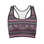 Floral Ethnic Pattern Print Women's Sports Bra