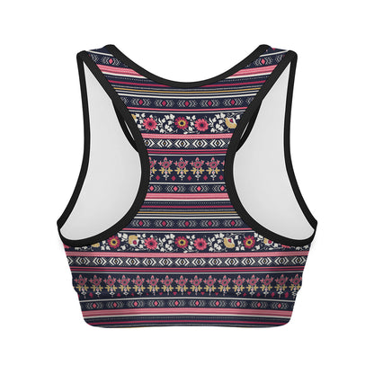 Floral Ethnic Pattern Print Women's Sports Bra