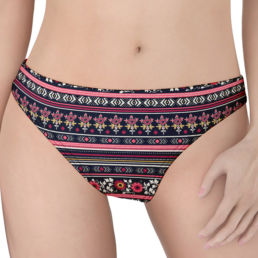 Floral Ethnic Pattern Print Women's Thong