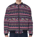 Floral Ethnic Pattern Print Zip Sleeve Bomber Jacket