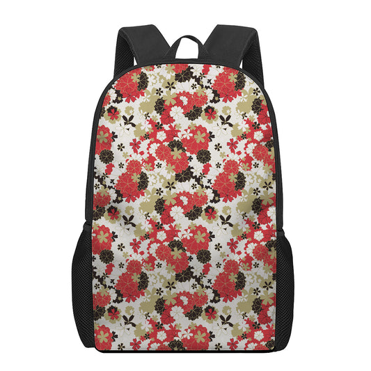 Floral Kimono Pattern Print 17 Inch Backpack