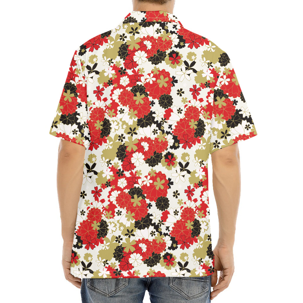 Floral Kimono Pattern Print Aloha Shirt