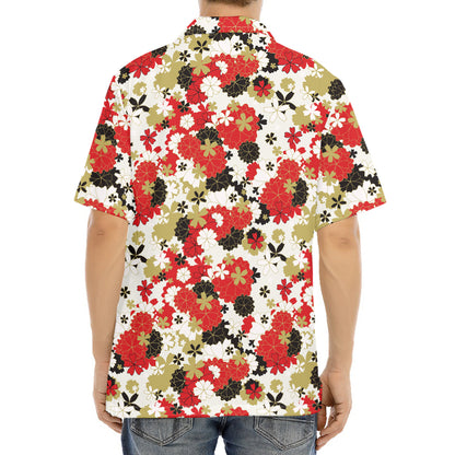 Floral Kimono Pattern Print Aloha Shirt