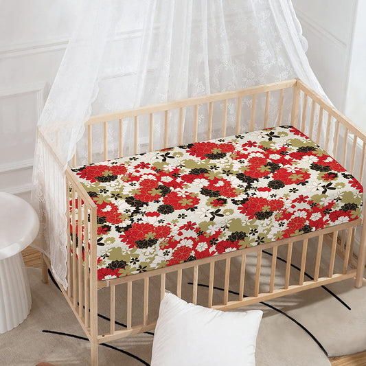 Floral Kimono Pattern Print Baby Crib Sheet