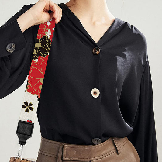 Floral Kimono Pattern Print Bag Strap