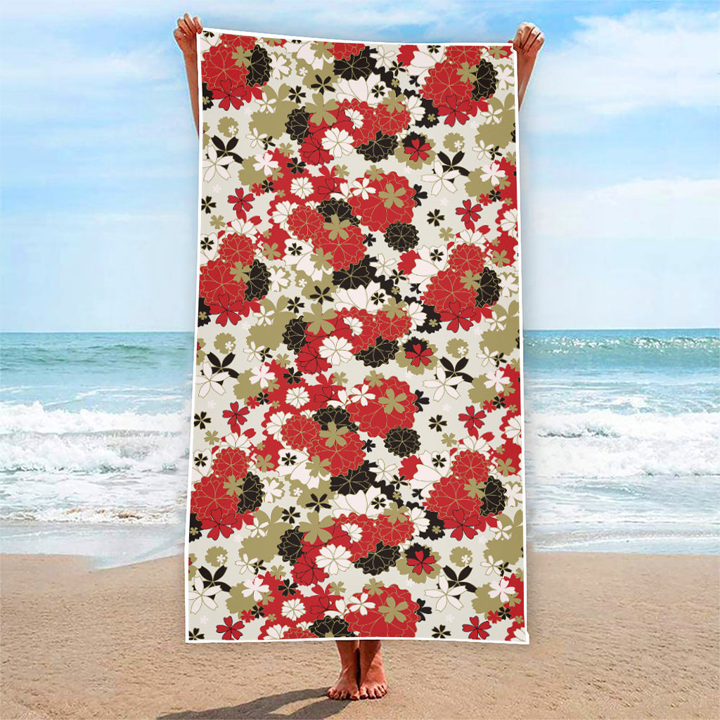 Floral Kimono Pattern Print Beach Towel