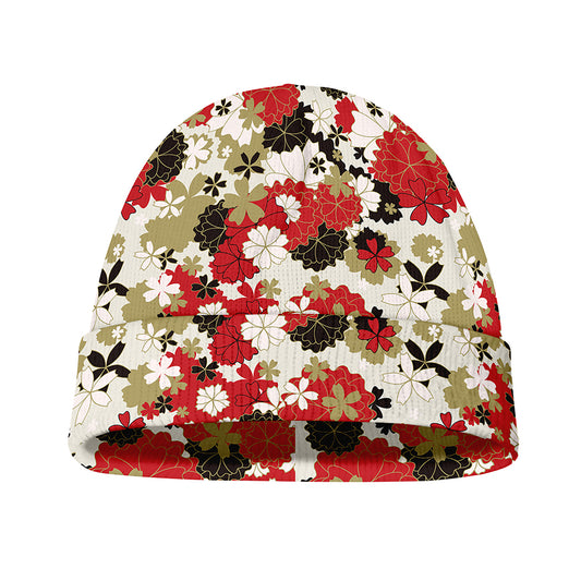 Floral Kimono Pattern Print Beanie