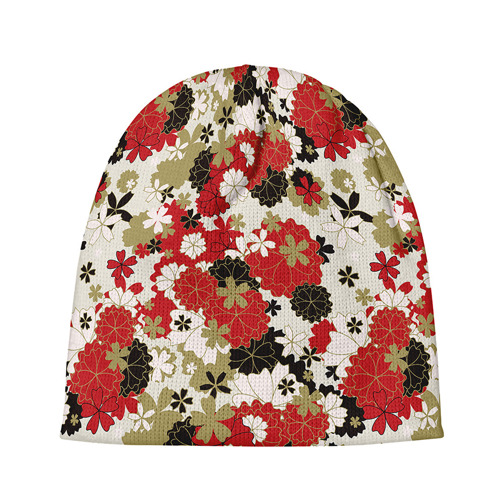 Floral Kimono Pattern Print Beanie