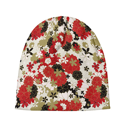 Floral Kimono Pattern Print Beanie