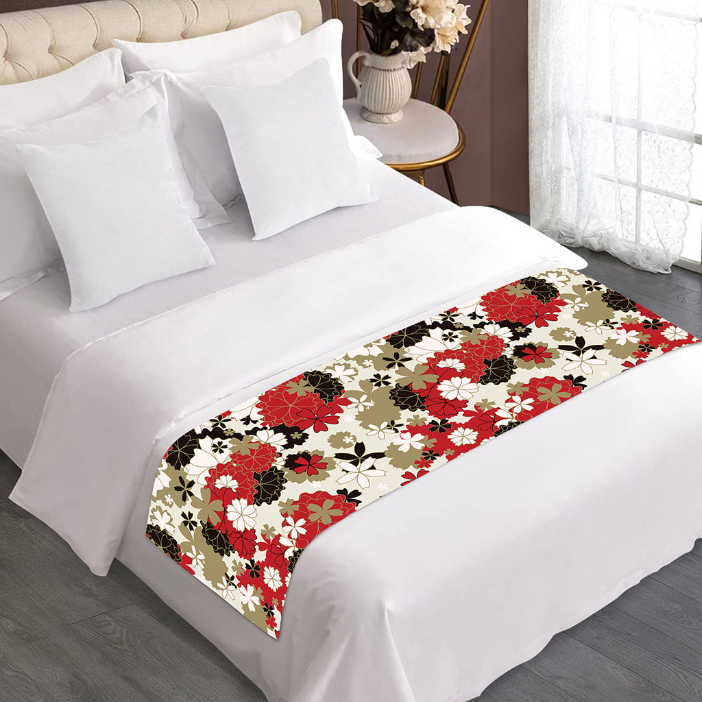 Floral Kimono Pattern Print Bed Runner