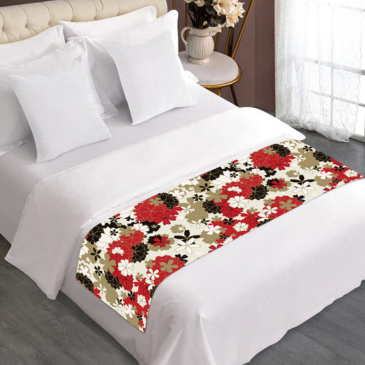 Floral Kimono Pattern Print Bed Runner