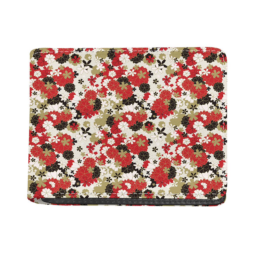 Floral Kimono Pattern Print Bifold Wallet