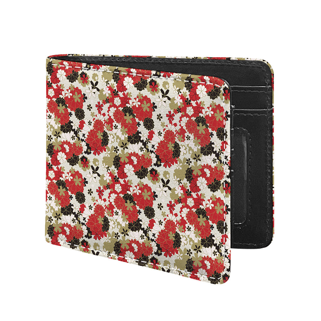 Floral Kimono Pattern Print Bifold Wallet