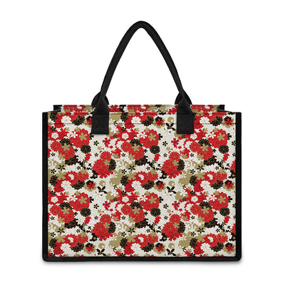 Floral Kimono Pattern Print Canvas Tote Bag