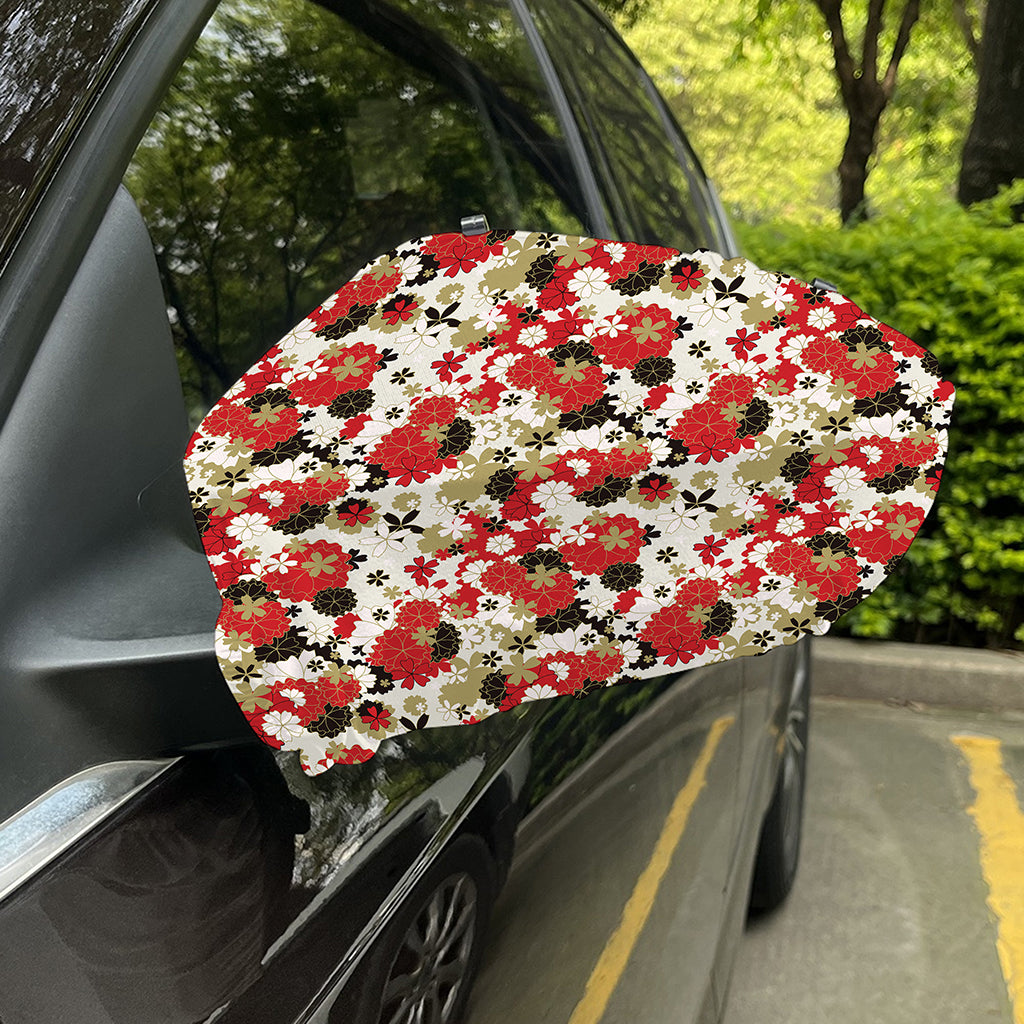 Floral Kimono Pattern Print Car Side Mirror Covers