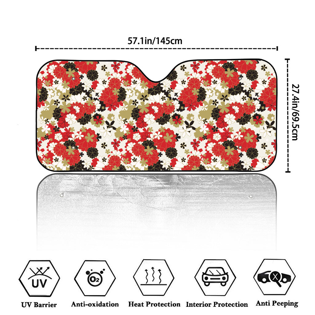 Floral Kimono Pattern Print Car Windshield Sun Shade