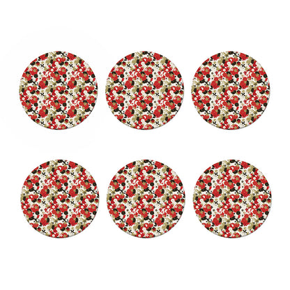 Floral Kimono Pattern Print Coaster Set