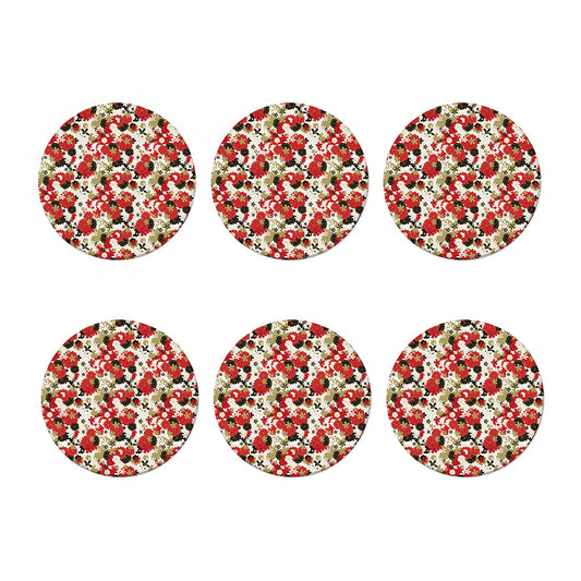 Floral Kimono Pattern Print Coaster Set