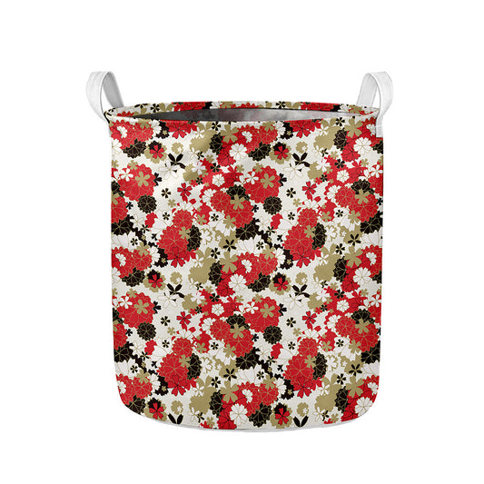 Floral Kimono Pattern Print Collapsible Laundry Basket