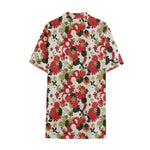 Floral Kimono Pattern Print Cotton Hawaiian Shirt