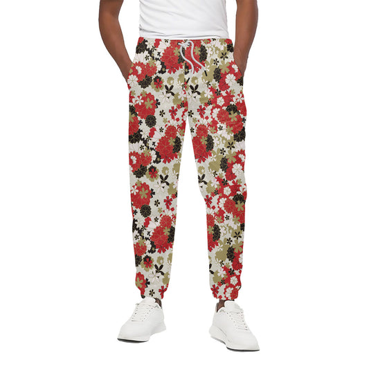 Floral Kimono Pattern Print Cotton Pants