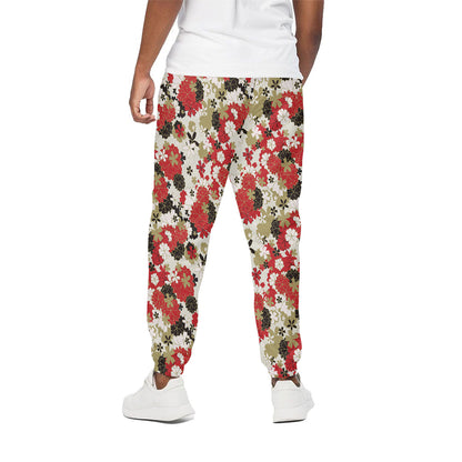 Floral Kimono Pattern Print Cotton Pants
