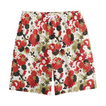 Floral Kimono Pattern Print Cotton Shorts