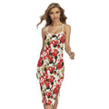 Floral Kimono Pattern Print Cross Back Cami Dress