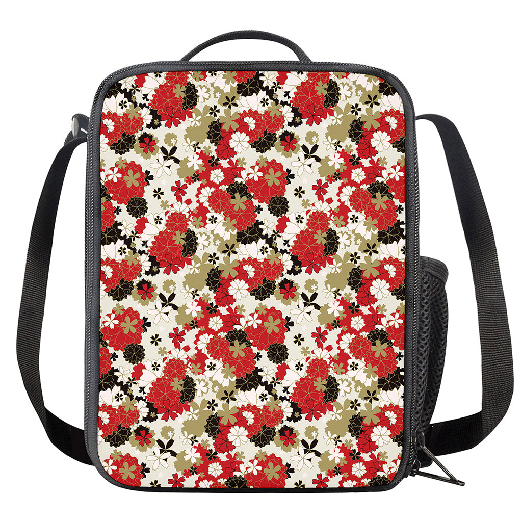 Floral Kimono Pattern Print Crossbody Lunch Bag
