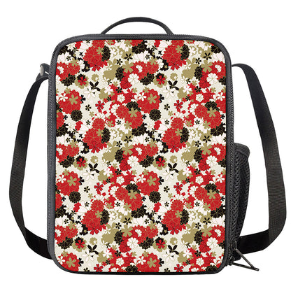 Floral Kimono Pattern Print Crossbody Lunch Bag