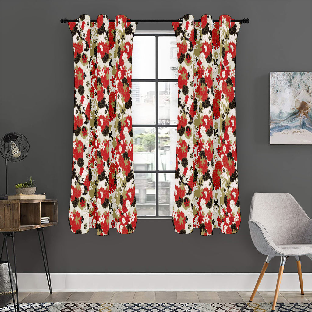 Floral Kimono Pattern Print Curtain