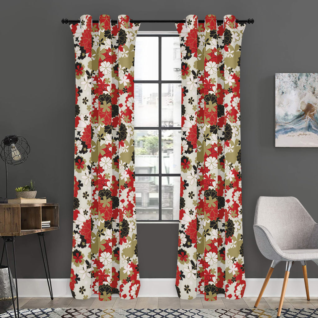 Floral Kimono Pattern Print Curtain