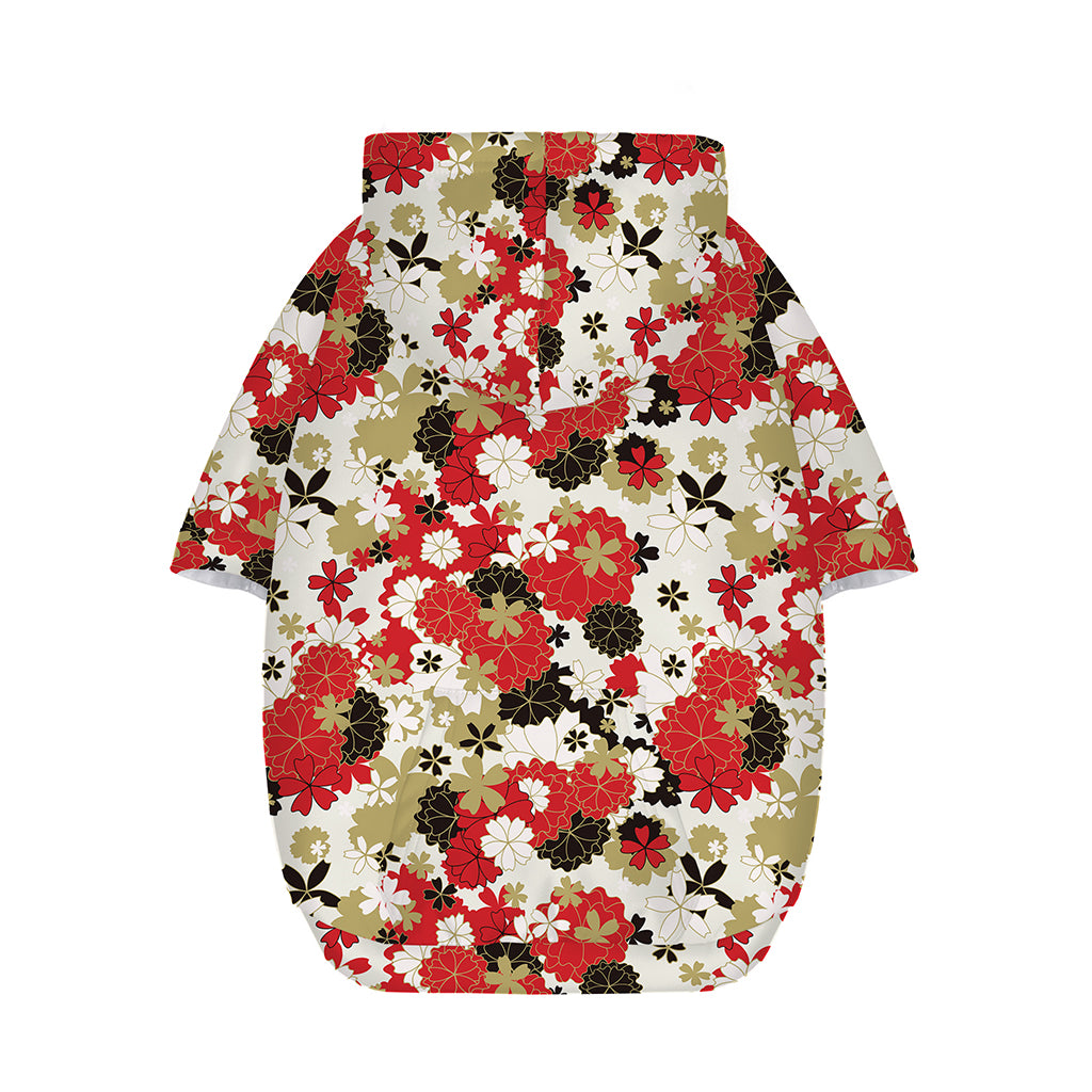Floral Kimono Pattern Print Dog Zip Up Hoodie