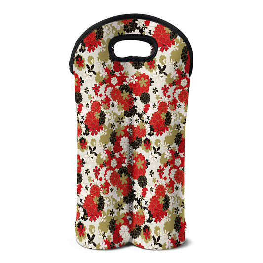 Floral Kimono Pattern Print Double Neoprene Wine Tote