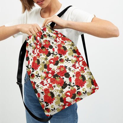 Floral Kimono Pattern Print Drawstring Backpack
