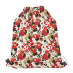 Floral Kimono Pattern Print Drawstring Bag