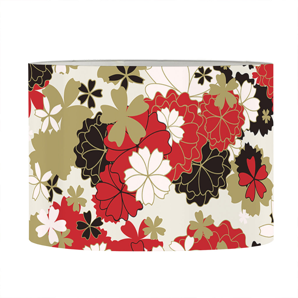 Floral Kimono Pattern Print Drum Lamp Shade