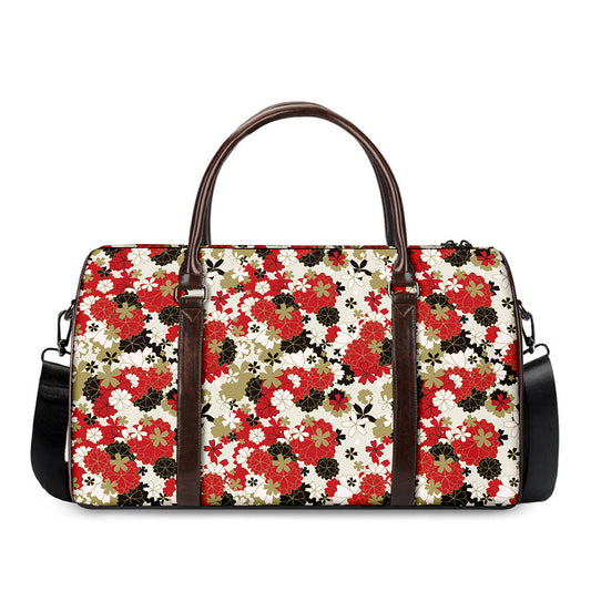 Floral Kimono Pattern Print Duffle Bag