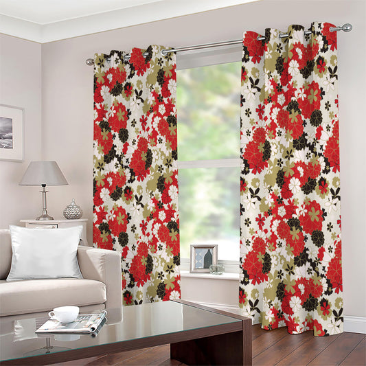 Floral Kimono Pattern Print Extra Wide Grommet Curtains