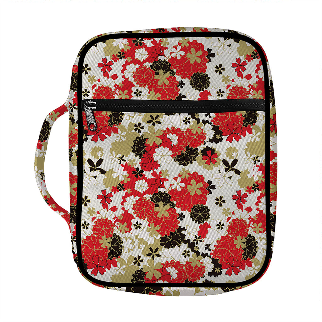 Floral Kimono Pattern Print Front Pocket Bible Bag